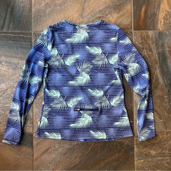 Hang Ten Women's Long Sleeve Rash Guard Blue Stripe Floral Size Small - Picture 3 of 9